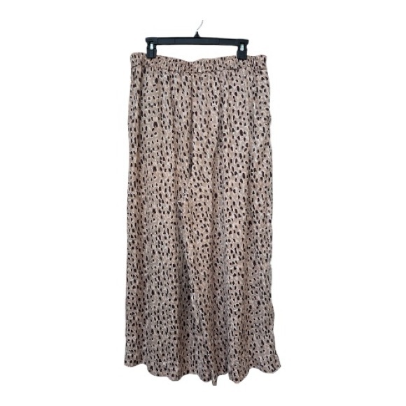 Anthropologie Isobel Wide Leg Pleated Flowy Animal Print Crop Pants Size Large - Picture 3 of 6